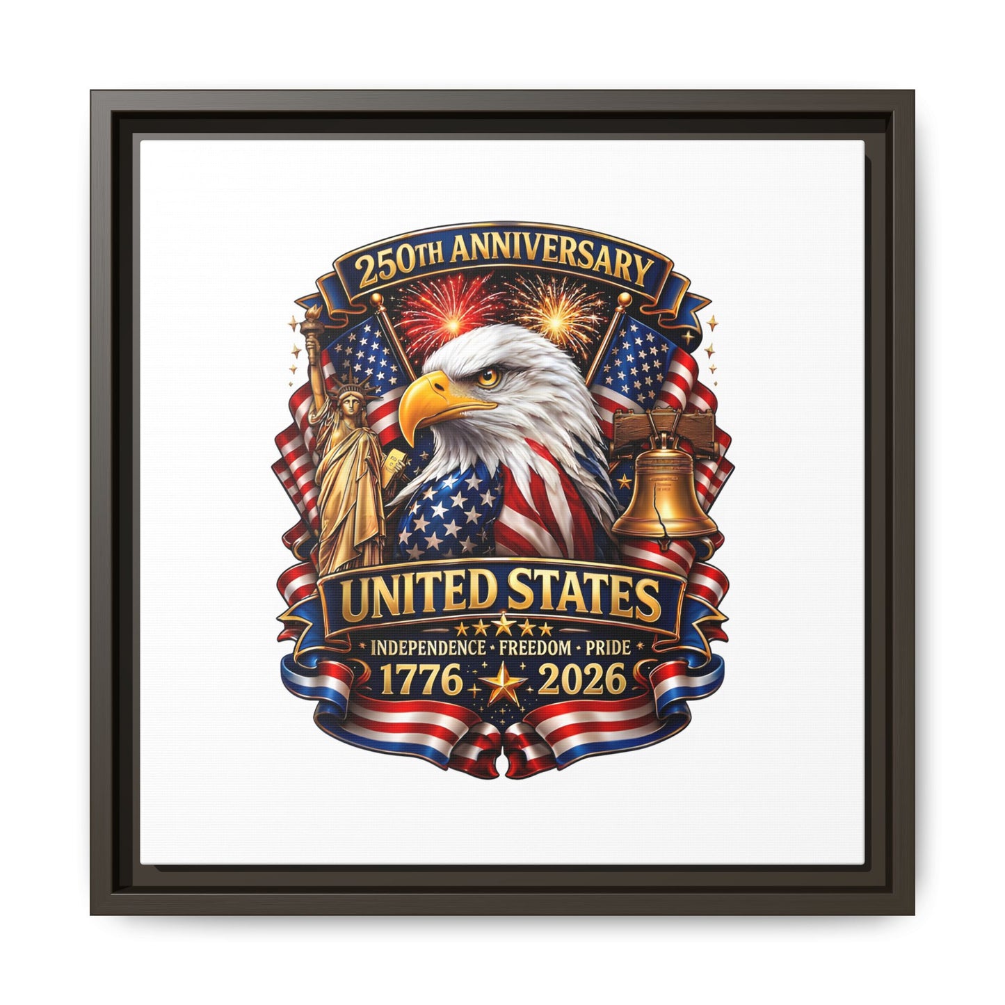 250th Anniversary United States Framed Canvas - Patriotic Eagle 1776–2026