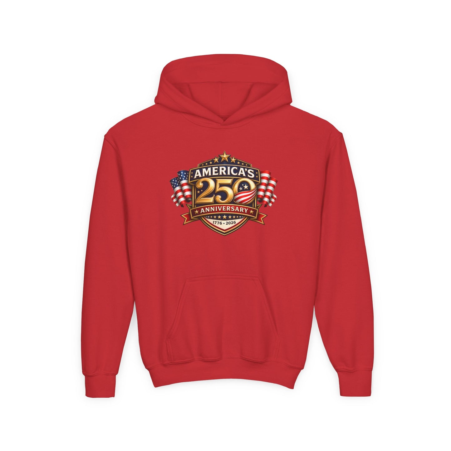 Youth Hoodie — "America's 250th Anniversary" Patriotic 1776-2026 Celebration Design