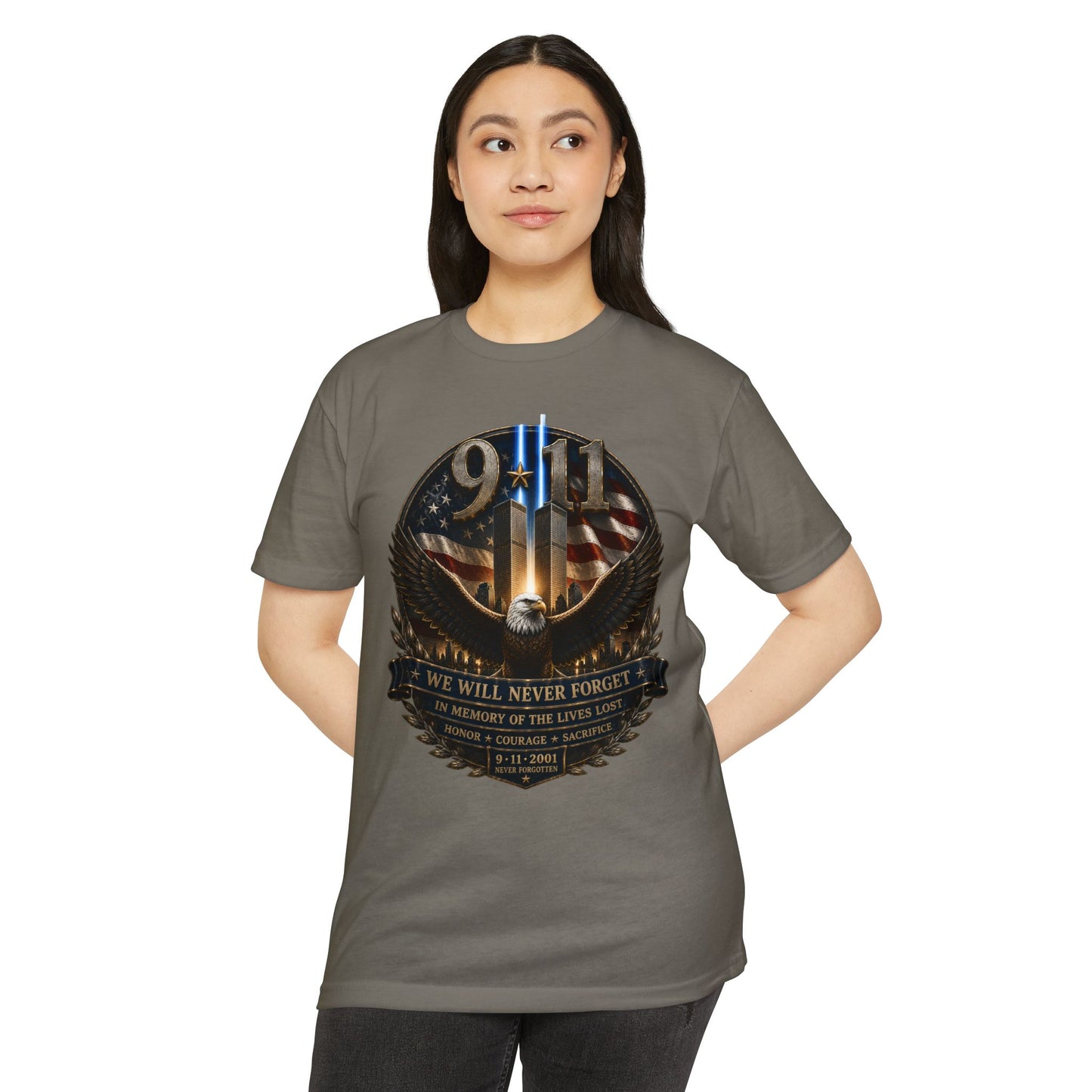9/11 Memorial Eagle T-Shirt — We Will Never Forget Patriotic Tribute Tee