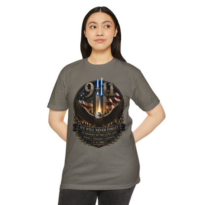 9/11 Memorial Eagle T-Shirt — We Will Never Forget Patriotic Tribute Tee