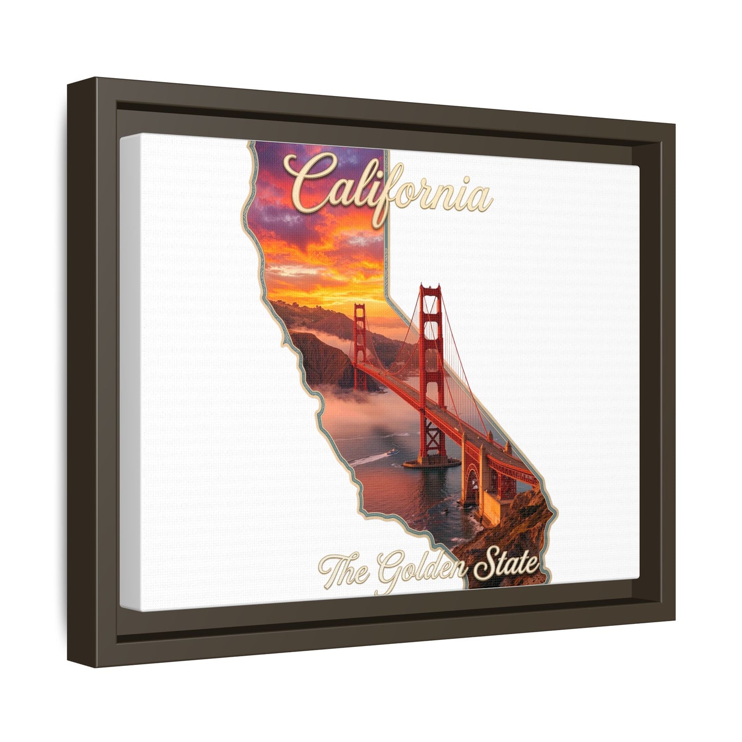 California Golden Gate Map Matte Canvas Print (Framed)