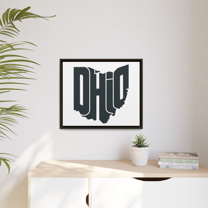 Ohio State Shape Matte Canvas Wall Art — Framed Modern State Typography Print