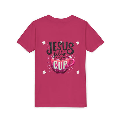 Jesus Fills My Cup Youth Tee — Christian Faith Kids Shirt