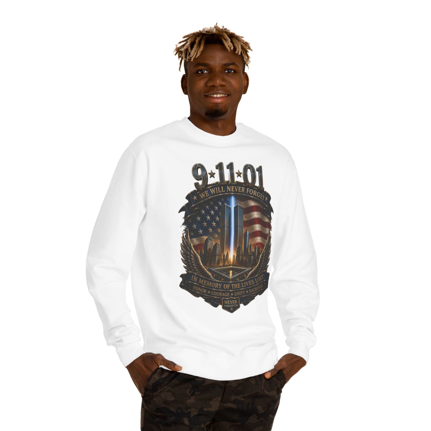9/11 Never Forget Memorial Sweatshirt – In Memory of the Lives Lost
