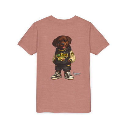 Youth Tee — 'Black History King' Puppy Graphic Shirt