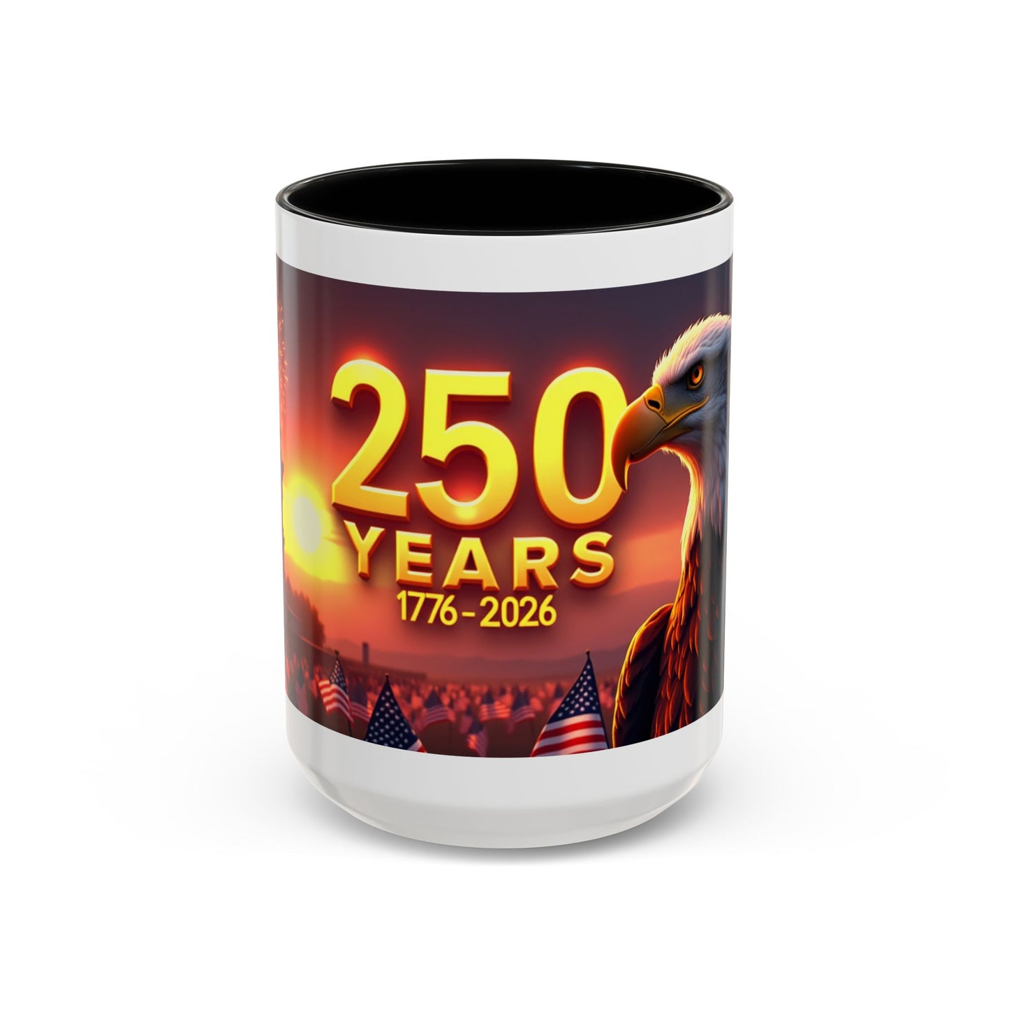 250 Years 1776–2026 Eagle Coffee Mug — Patriotic Anniversary 250th USA Celebration