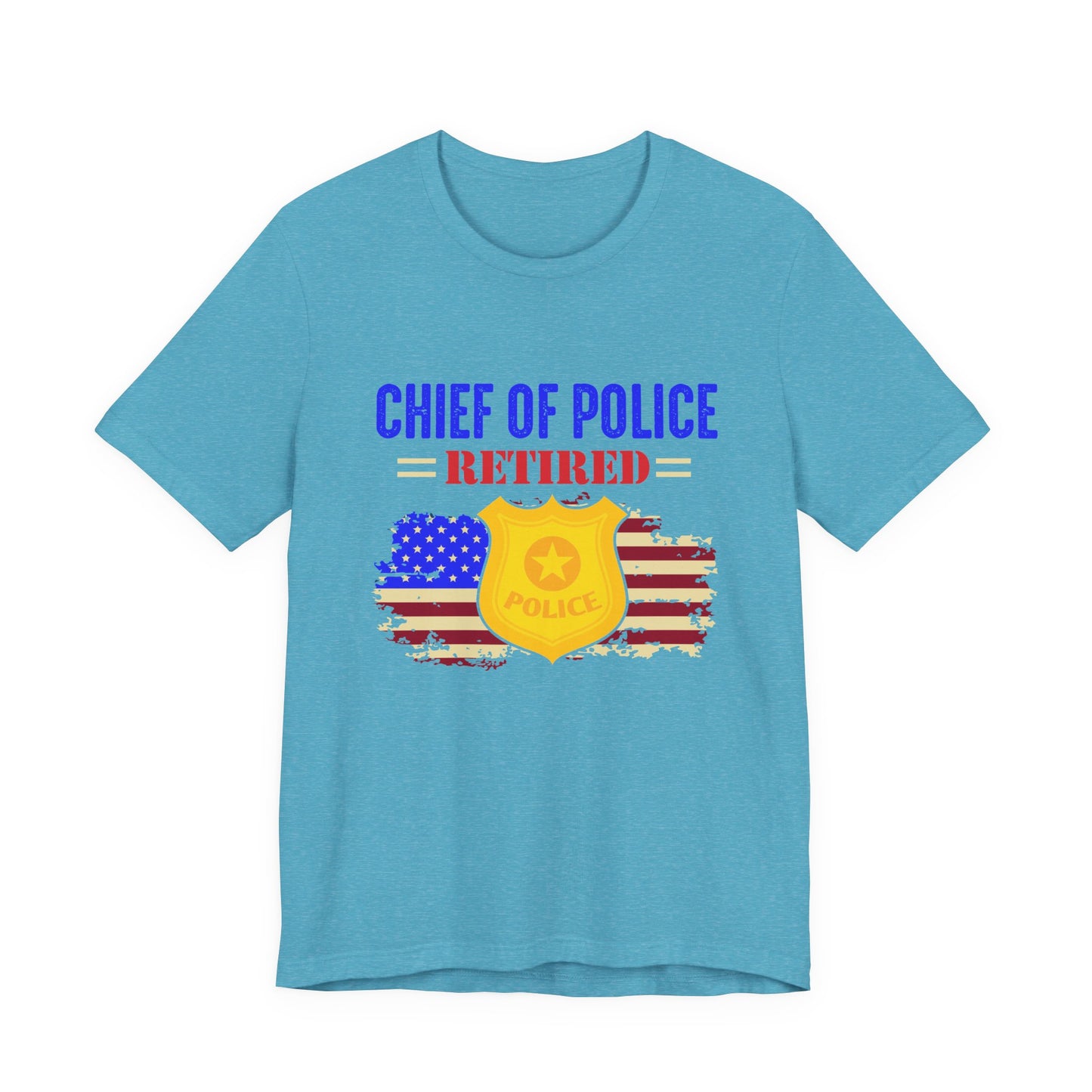 Retired Chief of Police T-Shirt — American Flag Badge Retirement Tee