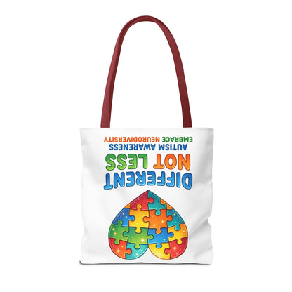 Autism Awareness Tote — "Different Not Less" Puzzle Heart