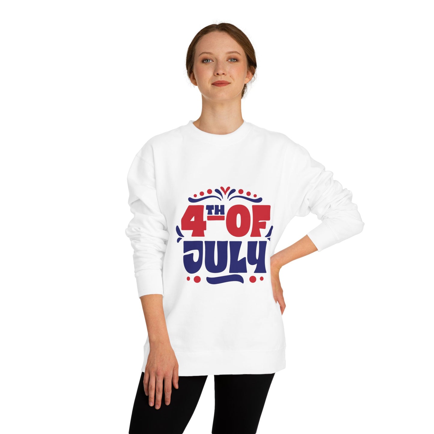 4th of July Sweatshirt — Patriotic Red & Blue Independence Day Crewneck