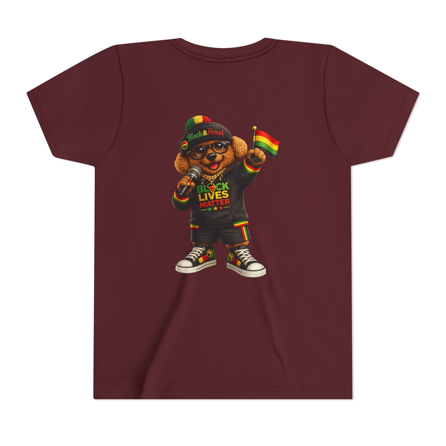 Youth Tee — Kid Bear Black Lives Matter Rasta Flag Shirt