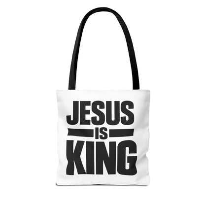 Jesus Is King Tote Bag - Christian Faith Canvas Grocery & Church Book Bag