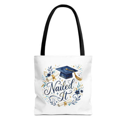 Graduation Tote Bag "Nailed It" – Cap & Diploma Celebration Tote