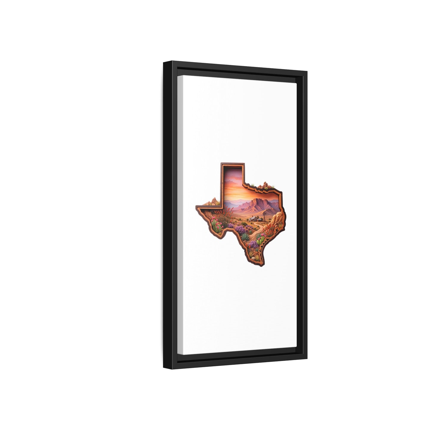 Framed Texas Landscape Matte Canvas — Desert Sunset State Art Print