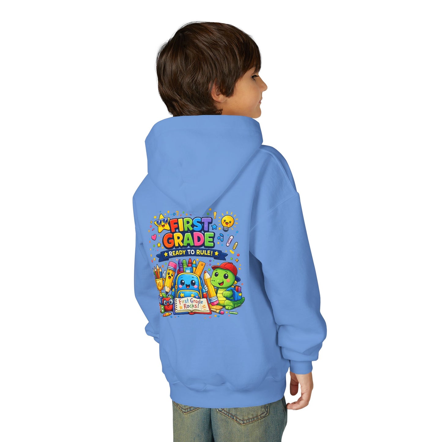 First Grade Hoodie - "First Grade Ready To Rule" Kids Back-to-School Sweatshirt