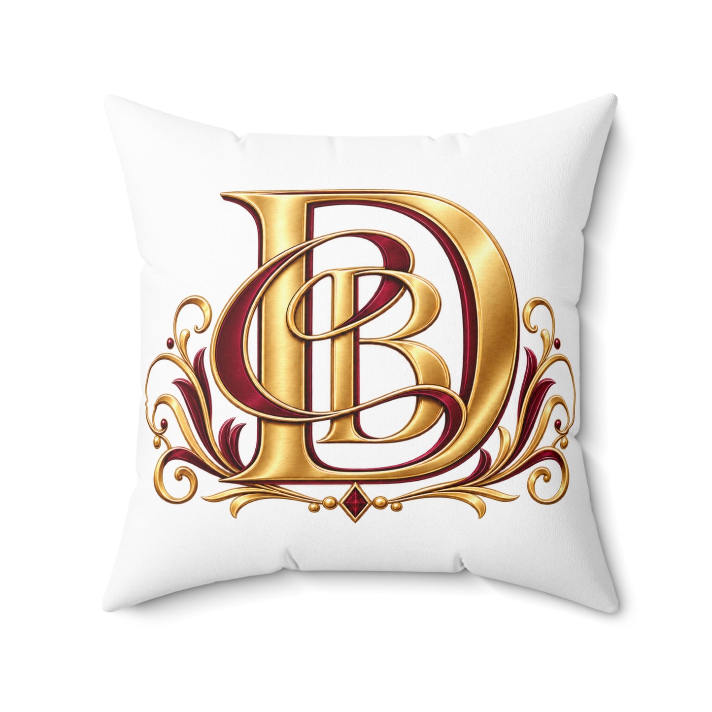 Monogram D&B Gold Decorative Throw Pillow — Elegant Initial Accent