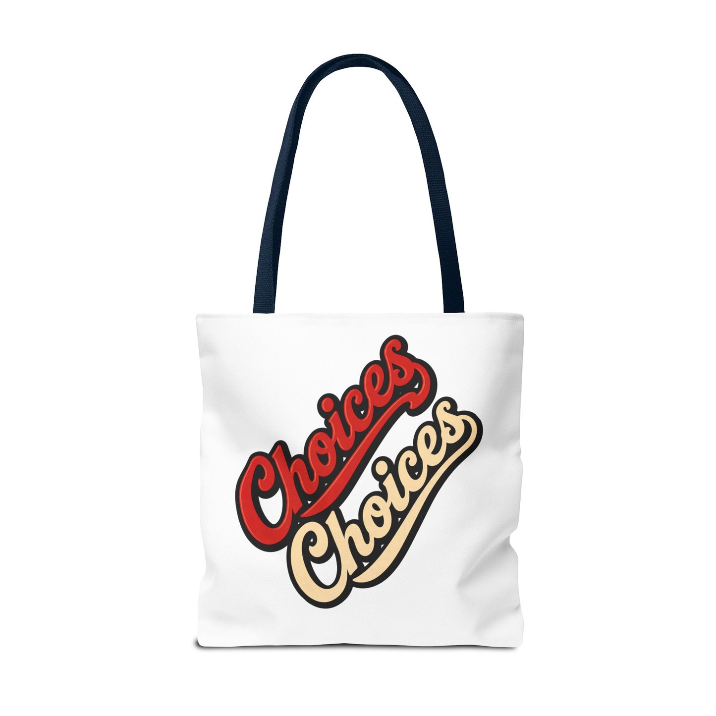 Choices Retro Script Tote Bag — Vintage Two-Tone Typography Canvas Tote