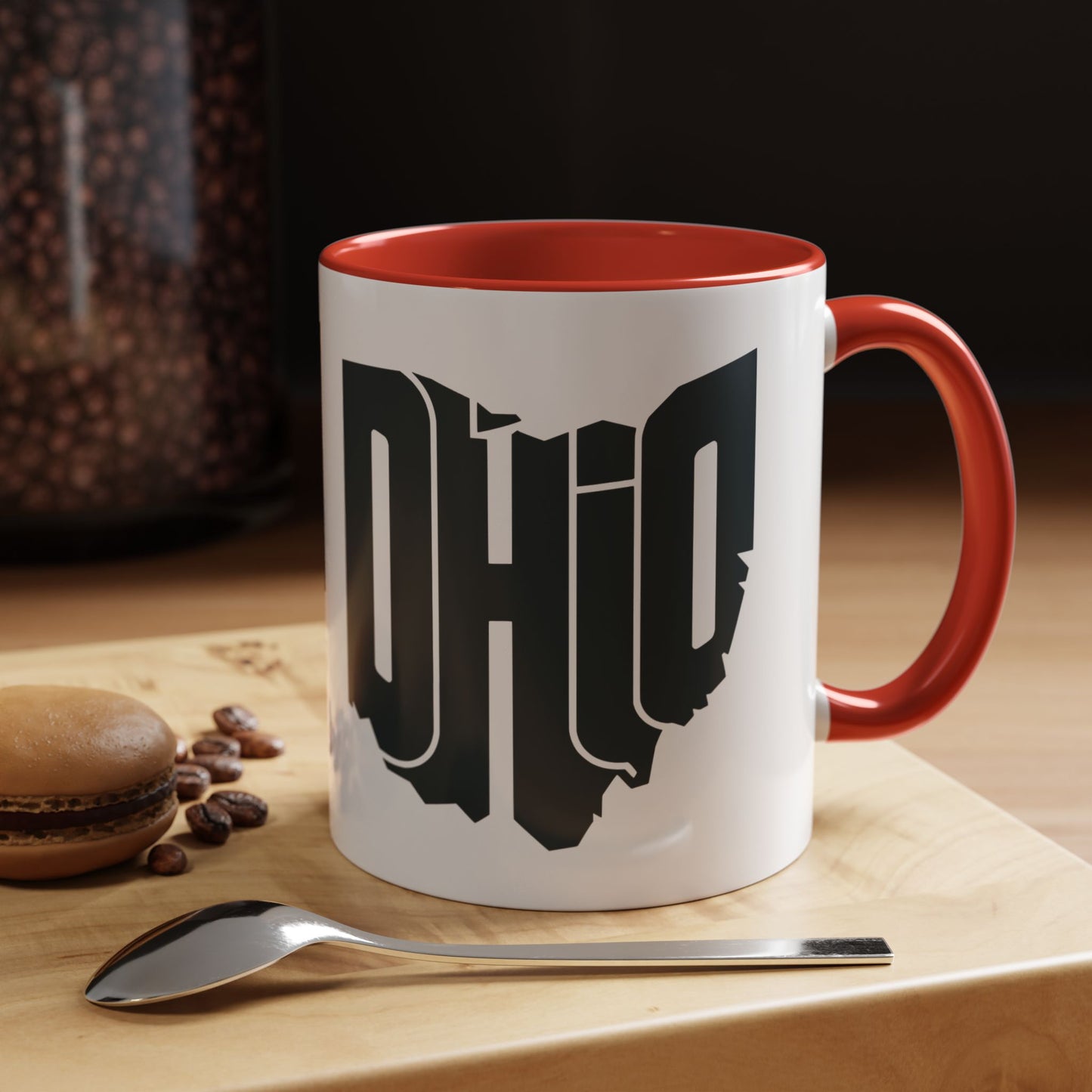 Ohio State Outline Accent Coffee Mug – Black Handle & Interior