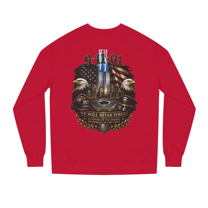 9/11 Memorial Sweatshirt — We Will Never Forget Tribute Crewneck
