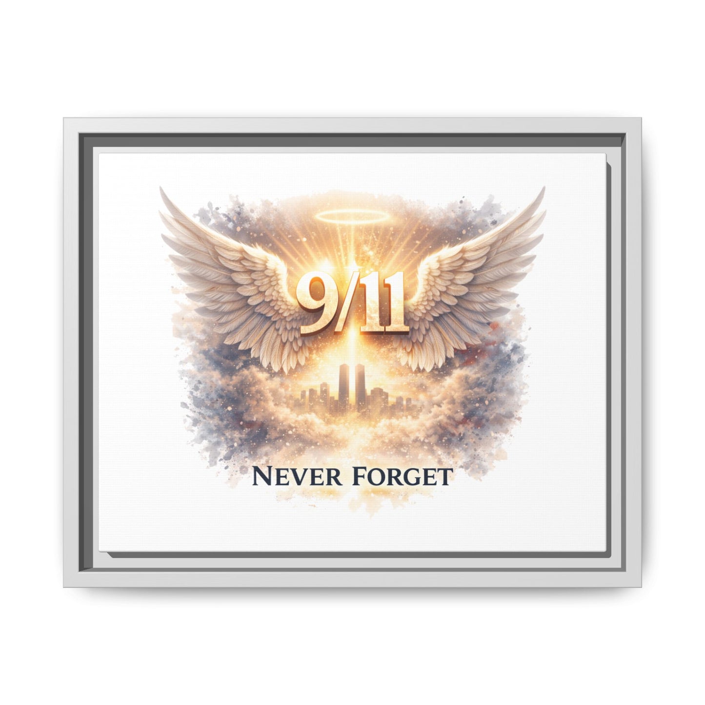 9/11 Memorial Matte Canvas Print — "Never Forget" Framed Wall Art