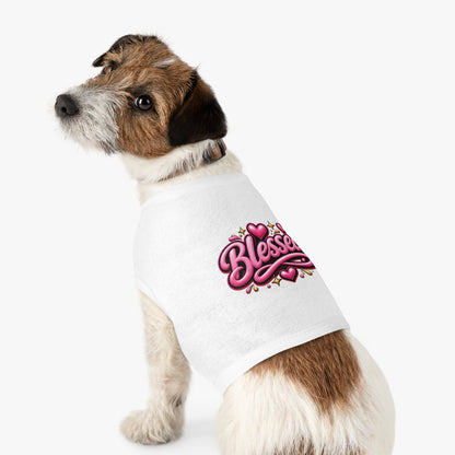 Blessed Pet Tank Top — Pink Heart Graphic Dog Shirt