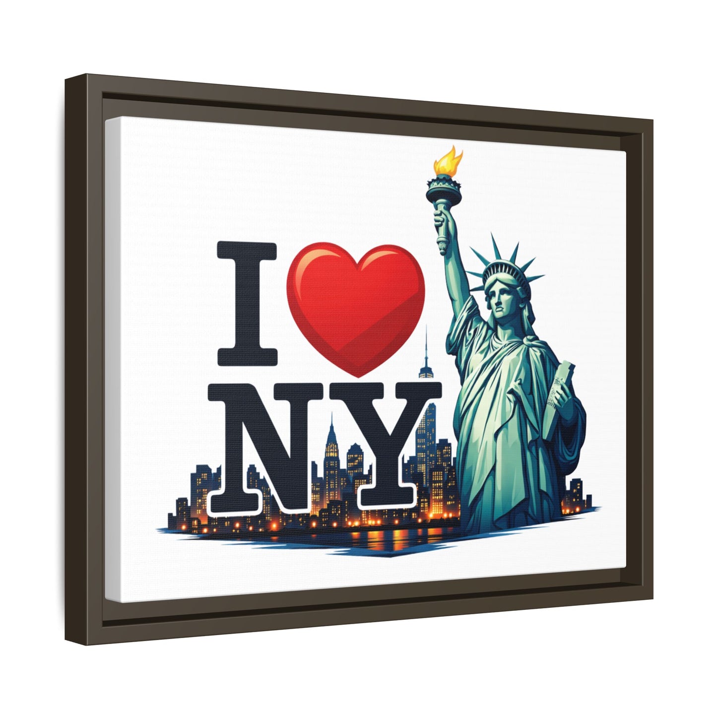 I Love NY Statue of Liberty Matte Framed Canvas
