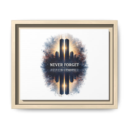 Never Forget Twin Towers Framed Canvas Print