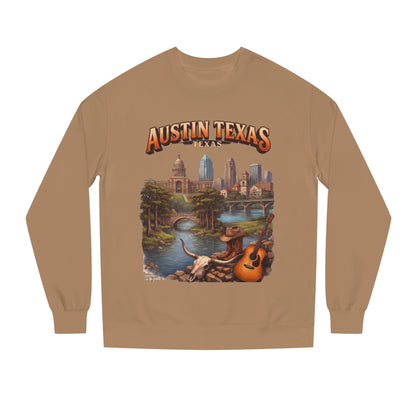 Austin Texas Sweatshirt — Vintage Cityscape & Guitar Crewneck
