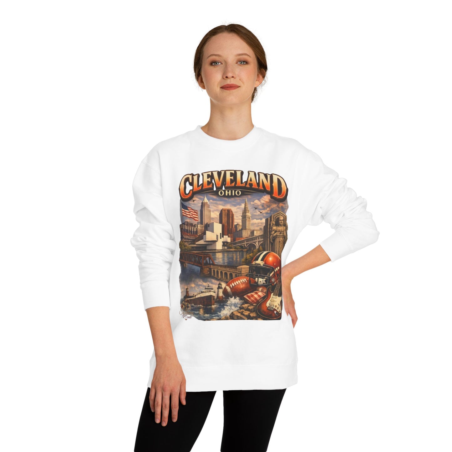 Cleveland Retro Cityscape Sweatshirt — Ohio Pride Football & Rock Design