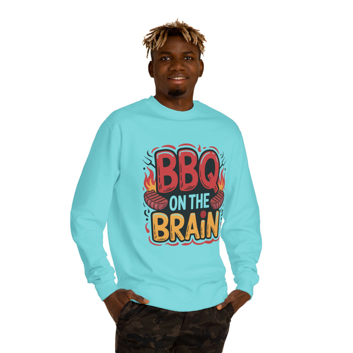 BBQ on the Brain Sweatshirt — Funny Grilling Crewneck for BBQ Lovers