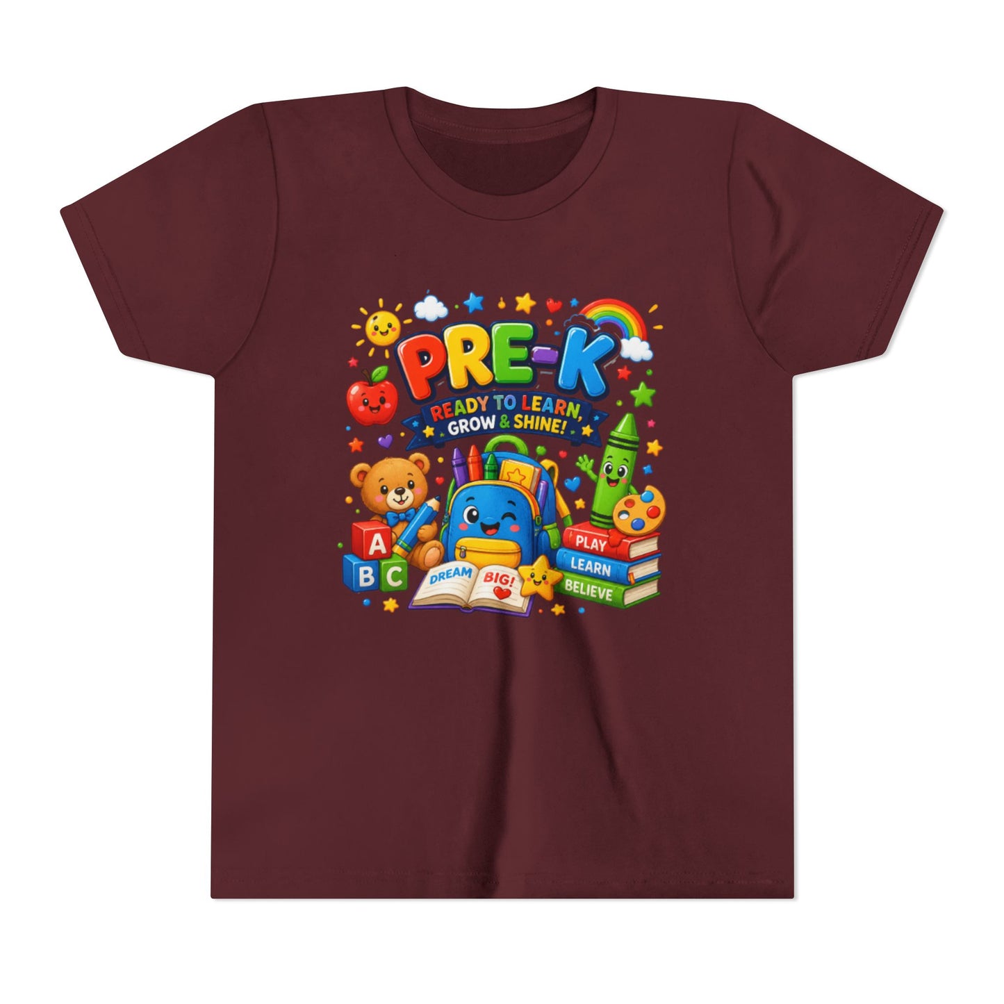 Pre-K Ready To Learn Kids T-Shirt — Colorful Preschool Back-to-School Tee
