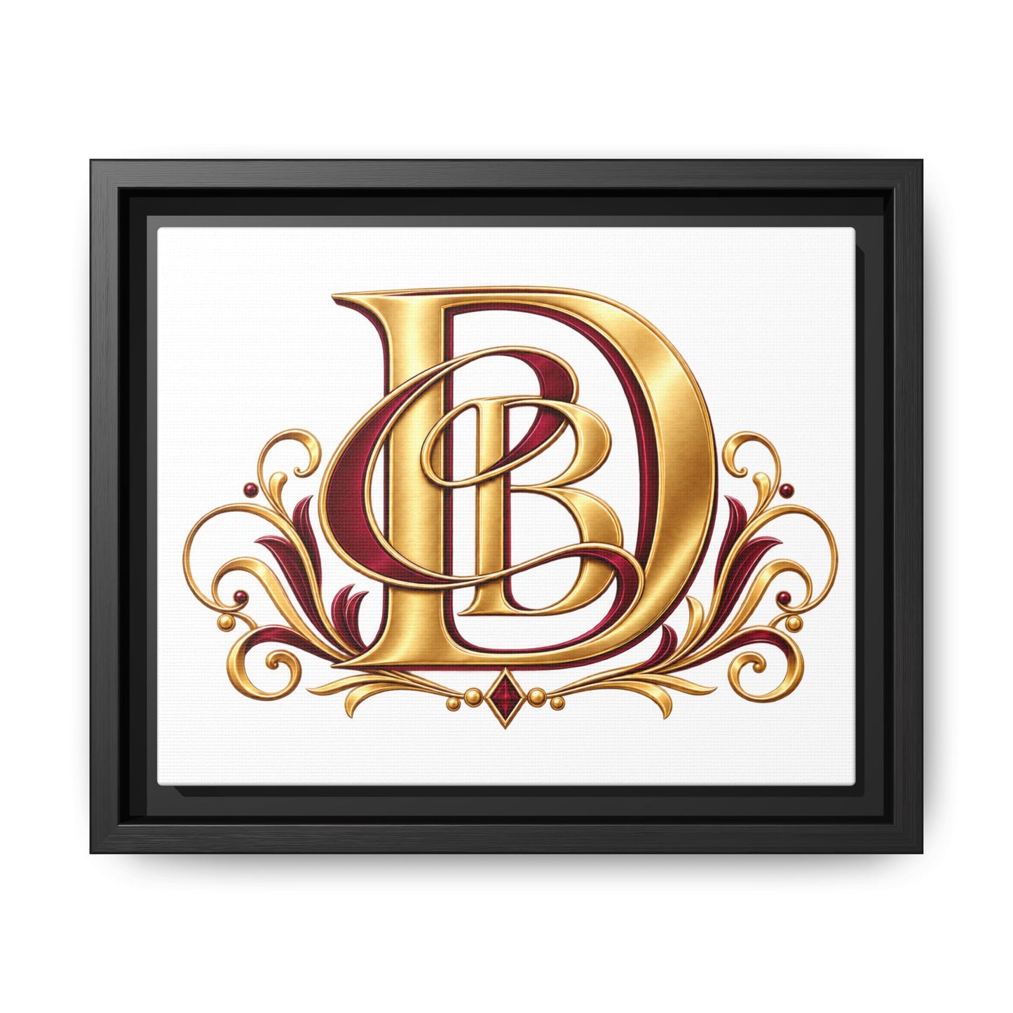 Monogram Letter D Canvas Print — Framed Matte Wall Art