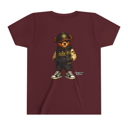 Youth Tee — Streetwear Teddy Bear Graphic (Black Varsity)