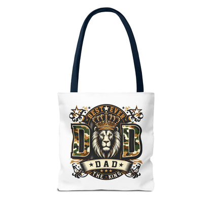 Best Ever Dad Tote Bag — 'Dad the King' Lion Crown Design, Father's Day Gift