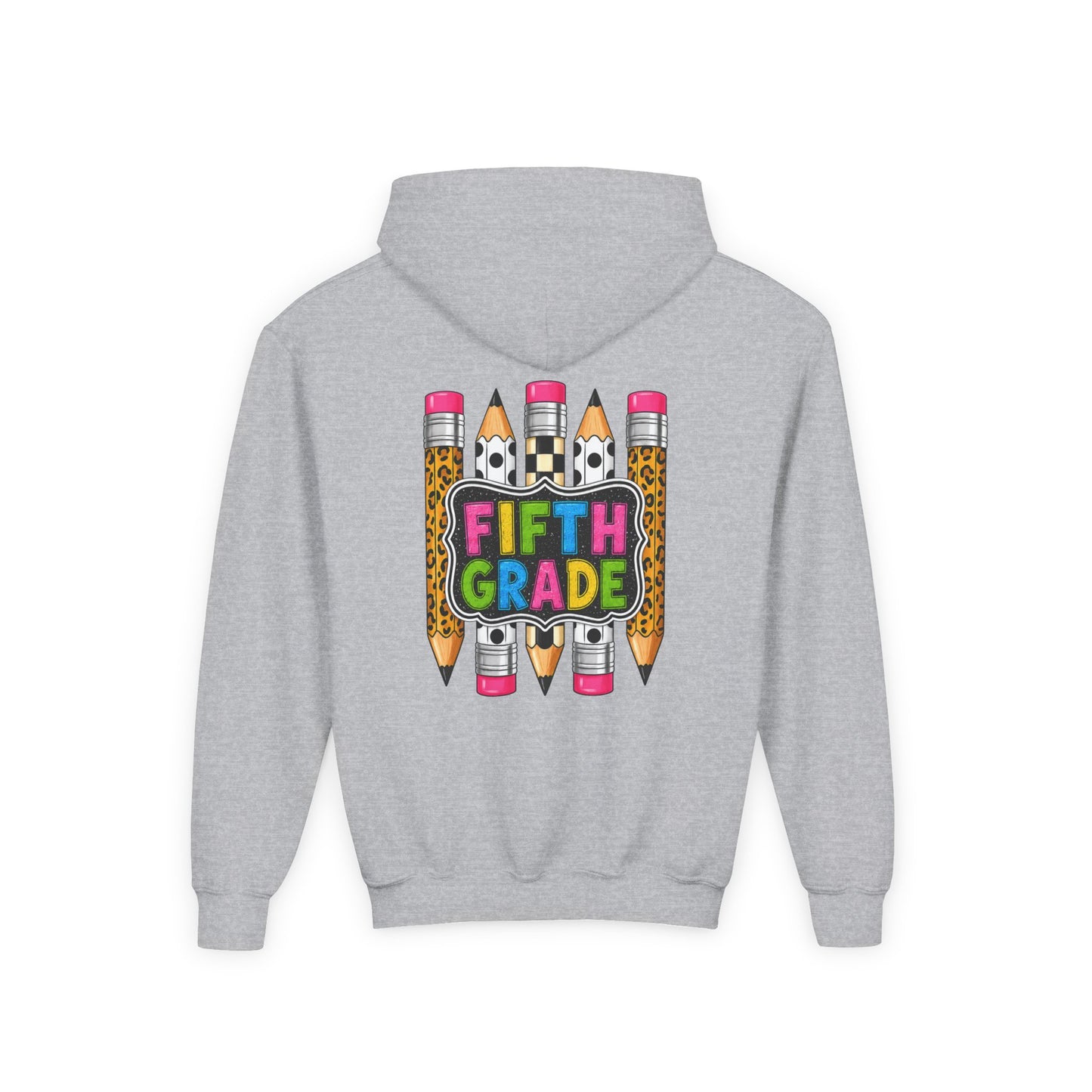 Fifth Grade Kids Hoodie — Colorful Pencil Back‑to‑School Sweatshirt for Students