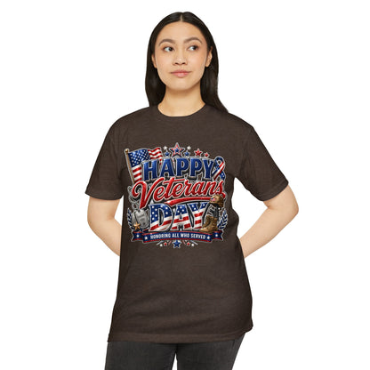 Veterans Day T-Shirt - "Happy Veterans Day" Patriotic Military Tribute Tee