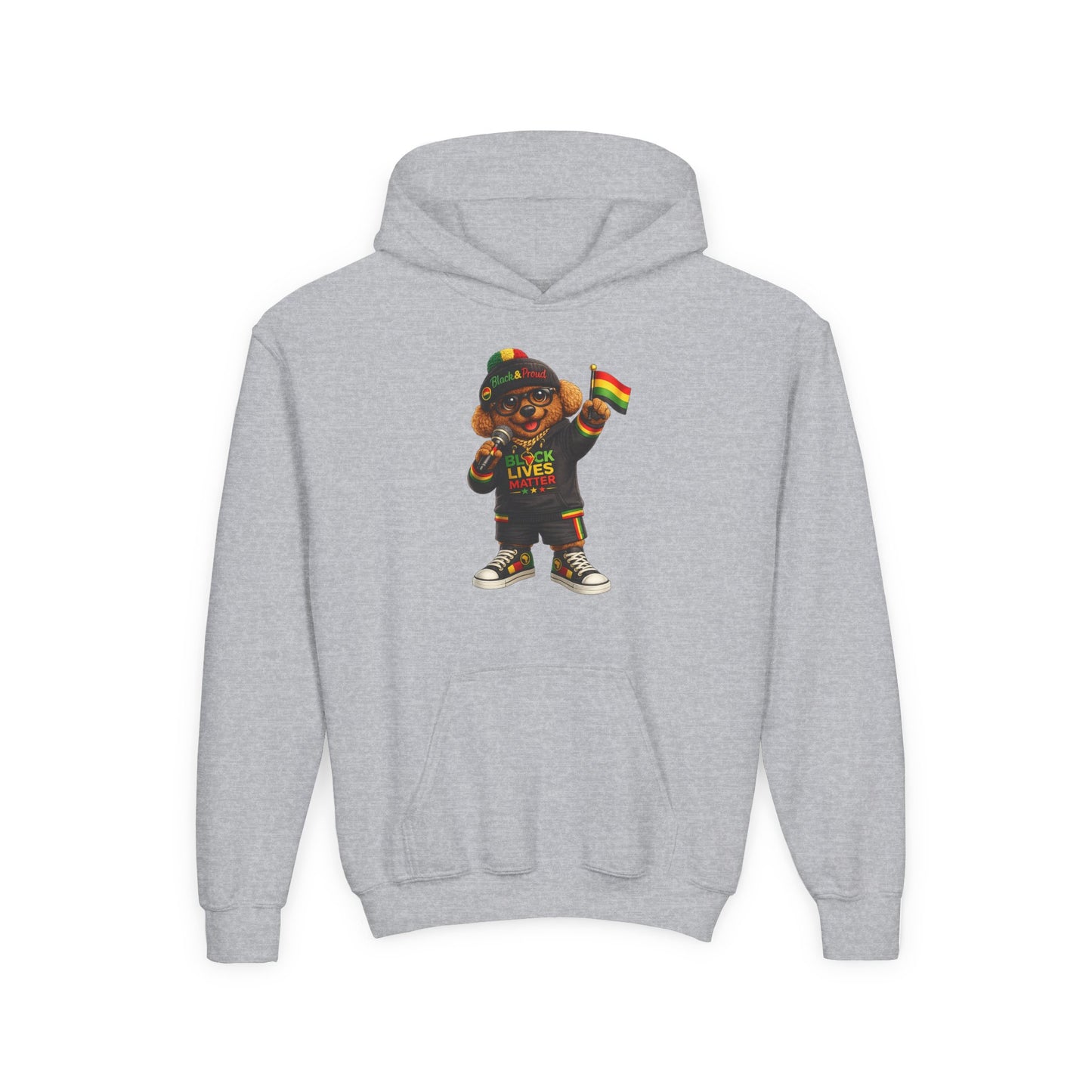 Youth Hoodie — Black Lives Matter Rasta Bear Kids Pullover
