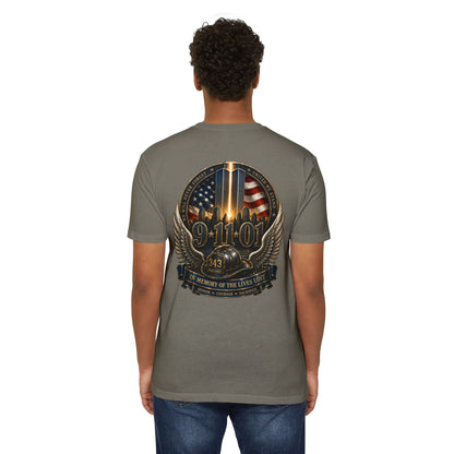 9/11 Memorial T-Shirt — In Memory of the Lives Lost Patriotic Firefighter Tribute