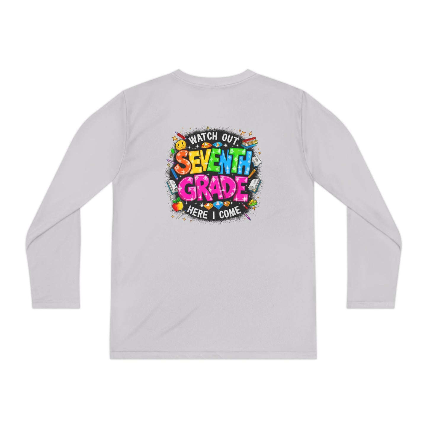 Seventh Grade Kids Long Sleeve Tee — "Watch Out… Here I Come" Back-to-School Shirt