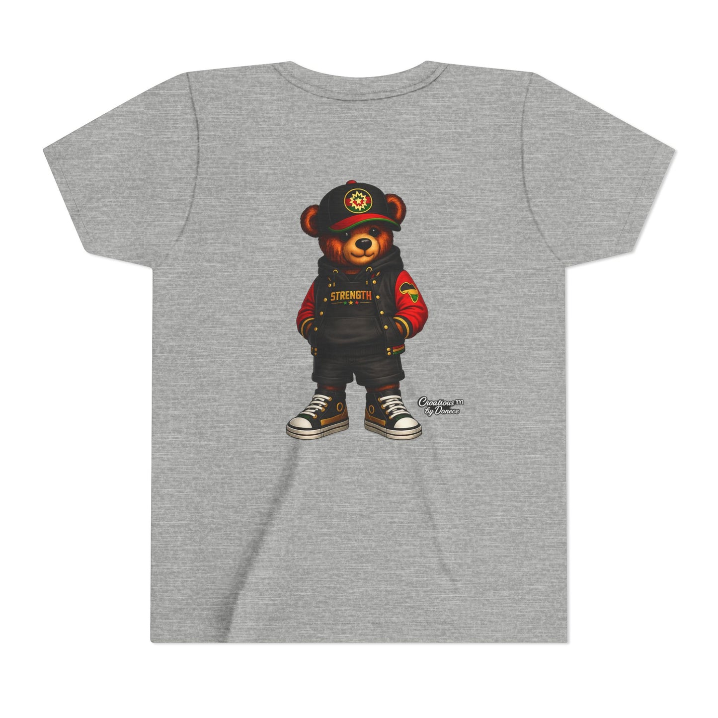 Kids Teddy Bear Streetwear Tee — 'Strength' Graphic Youth T-Shirt