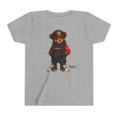 Kids Teddy Bear Streetwear Tee — 'Strength' Graphic Youth T-Shirt