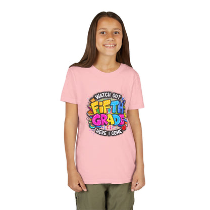 Fifth Grade T‑Shirt for Kids - "Watch Out Fifth Grade Here I Come" Back-to-School Tee