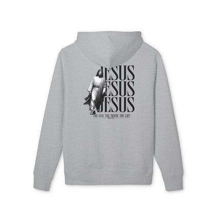 Jesus Repeated Graphic Hoodie — "The Way, The Truth, The Life" Religious Pullover