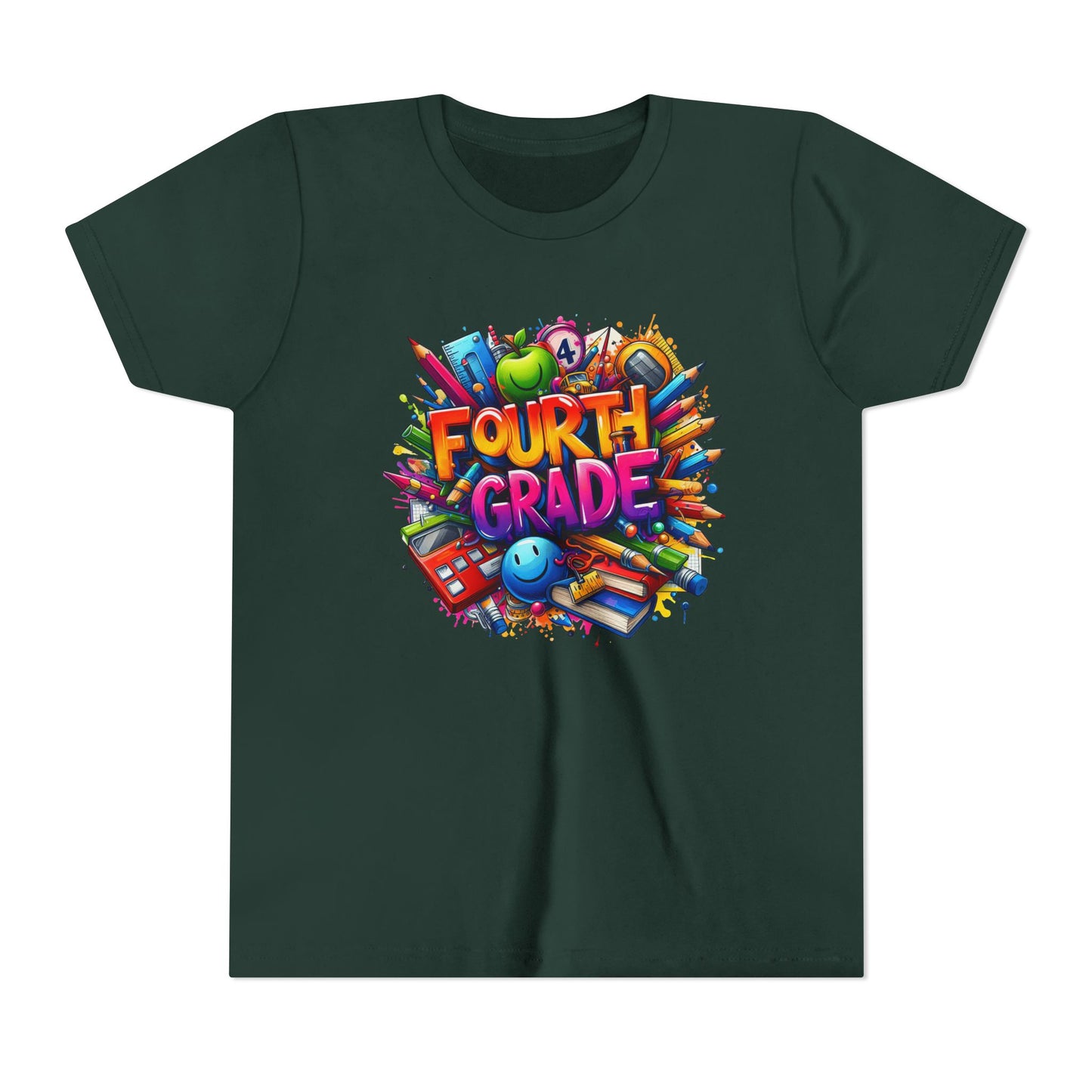 Fourth Grade Youth T‑Shirt – Colorful School Supplies Back to School Tee