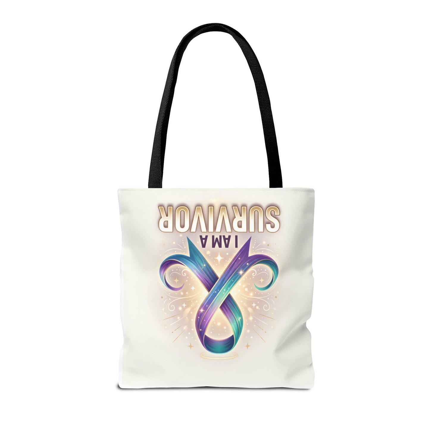 Survivor Ribbon Tote Bag - "I Am a Survivor" Awareness Reusable Shopper