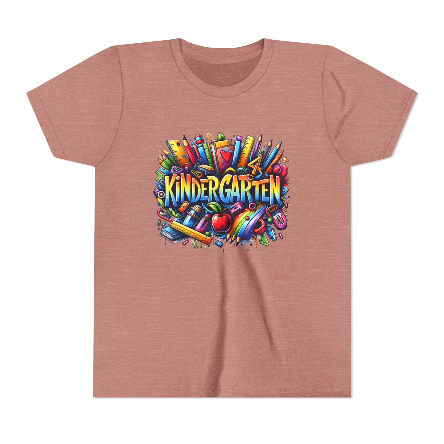 Kindergarten Colorful School Supplies Youth Tee — Back-to-School Kids T-Shirt
