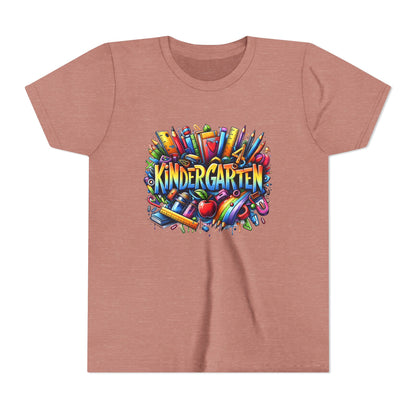 Kindergarten Colorful School Supplies Youth Tee — Back-to-School Kids T-Shirt