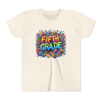 Fifth Grade Kid's Tee - Colorful School Supplies Back to School T-Shirt