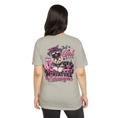 Miniature Schnauzer T-Shirt — "Just a Girl Who Loves Her Miniature Schnauzer" Cute Dog Tee