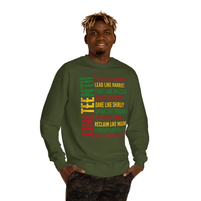 Juneteenth Icons Sweatshirt — "Lead Like Harriet, Fight Like Malcolm" Heritage Crewneck