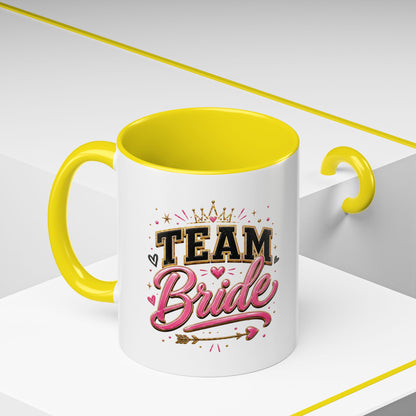 Team Bride Accent Coffee Mug — Pink & Gold Bachelorette Bridal Shower Gift (11/15 oz)